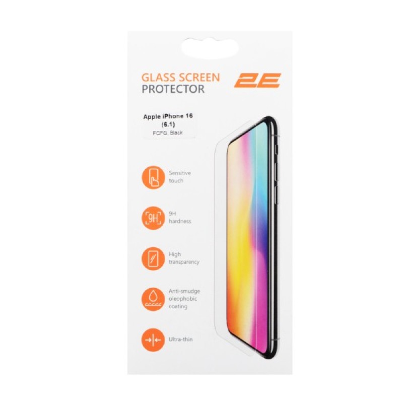 Скло захисне 2E Apple iPhone 16 2.5D FCFG black (2E-IP-16.-6.1-SMFCFG-BB)