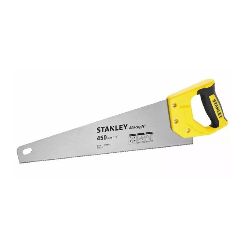 Ножівка Stanley SHARPCUT із загартованими зубами, L=450мм, 11 tpi. (STHT20370-1)