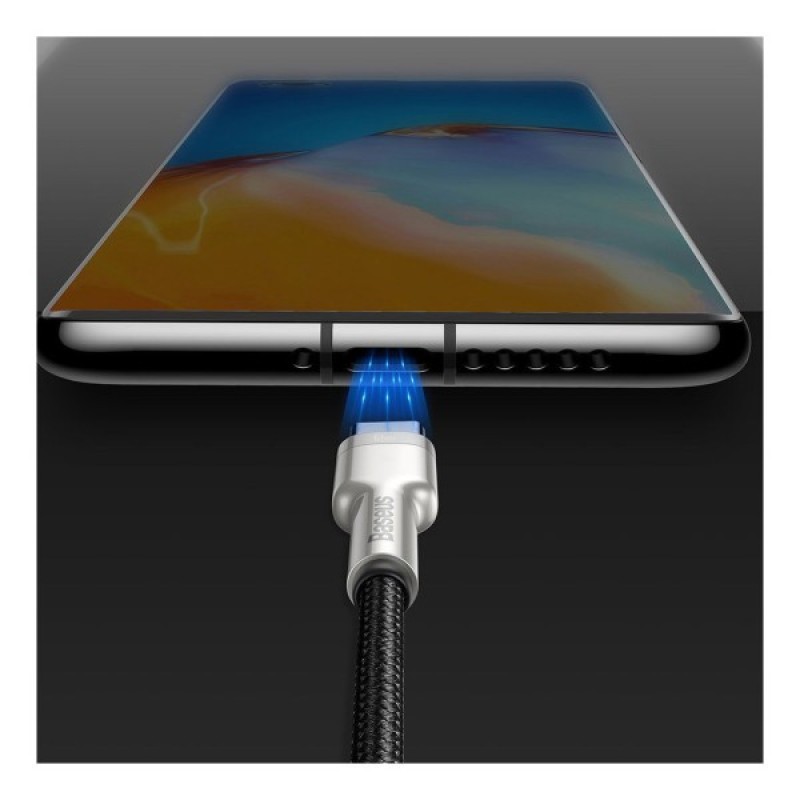 Дата кабель USB 3.1 AM to Type-C 0.25m CAKF 6.0A 66W Cafule Series Metal Data Cable Black Baseus (CAKF000001)