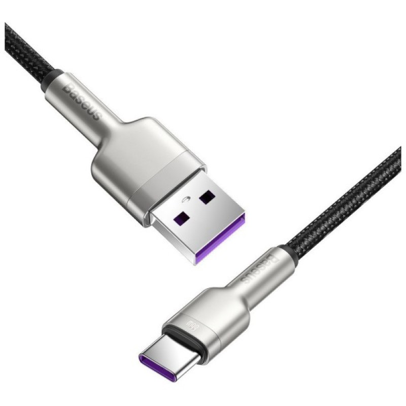 Дата кабель USB 3.1 AM to Type-C 0.25m CAKF 6.0A 66W Cafule Series Metal Data Cable Black Baseus (CAKF000001)