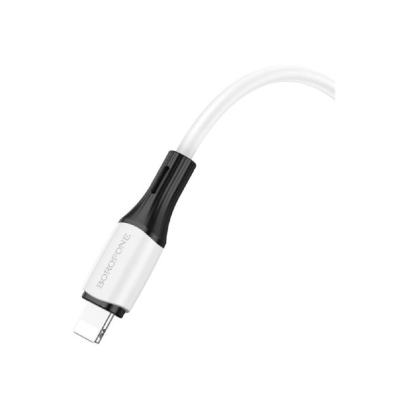 Дата кабель USB-C to Lightning 1.0m 3A 20W silicone BX79 white BOROFONE (6974443384734)