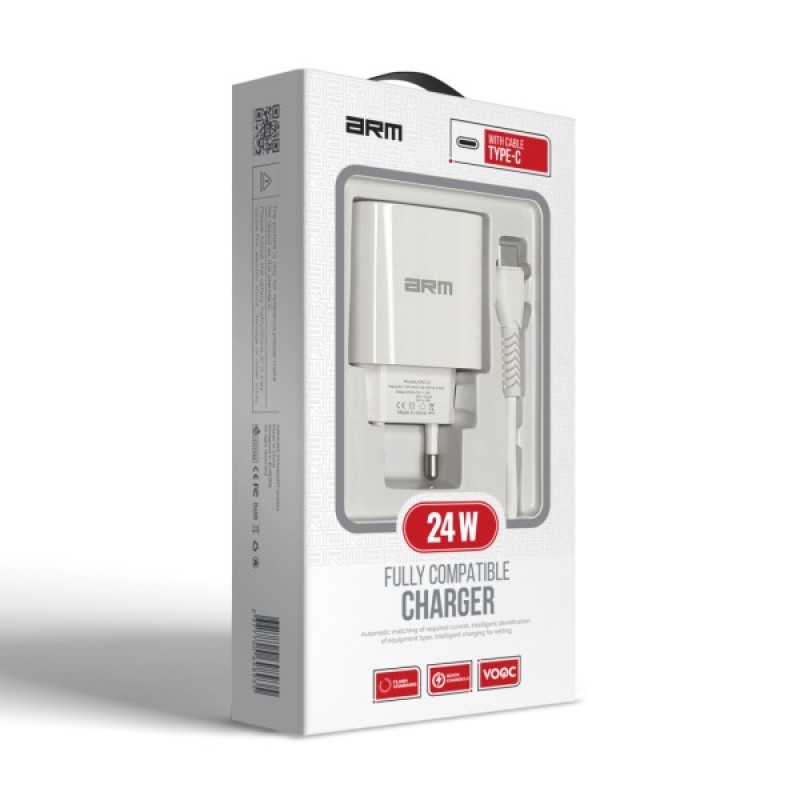 Зарядний пристрій Armorstandart AR012 Basic USB 24W + cable USB to USB-C White (ARM69893)