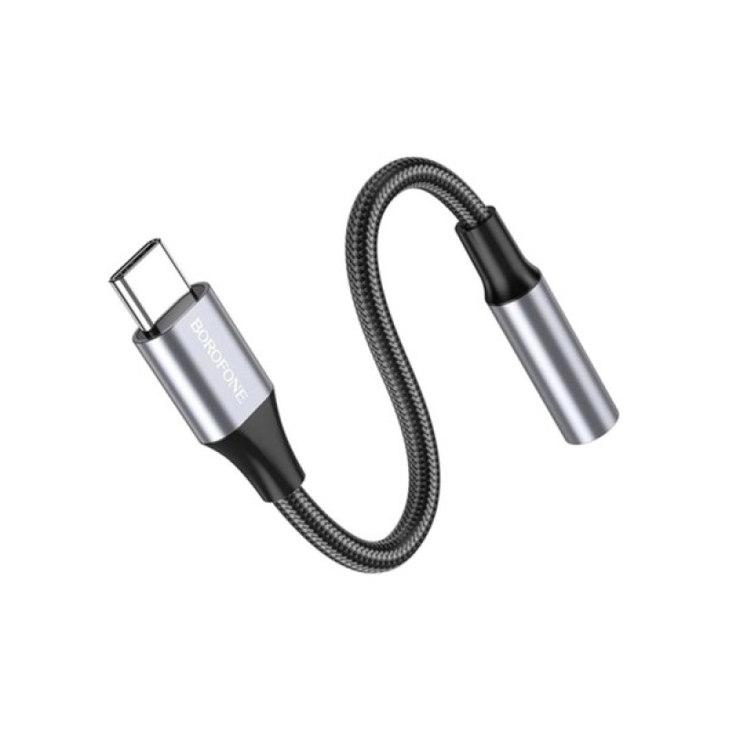 Адаптер USB-C to 3.5mm F 1.0m BV16 metal grey BOROFONE (6974443389975)