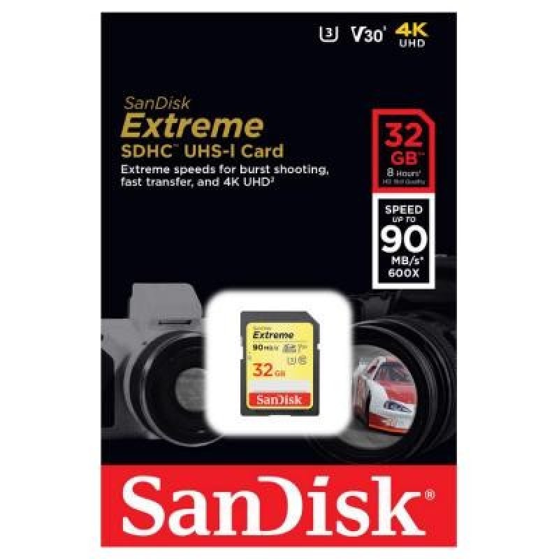 Карта пам'яті SanDisk 32GB SDHC class 10 UHS-I U3 4K Extreme (SDSDXVE-032G-GNCIN)