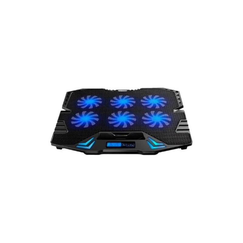 Підставка до ноутбука IceCoorel 10-17", 6*70mm 1800 RPM, 2*USB, + LCD, 365*297*30mm, Black (K8)