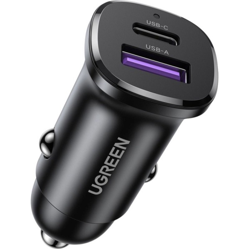 Зарядний пристрій Ugreen 2xUSB 30W (USB-A + USB-C) QC 4.0 Сіра (EC305) (25845)