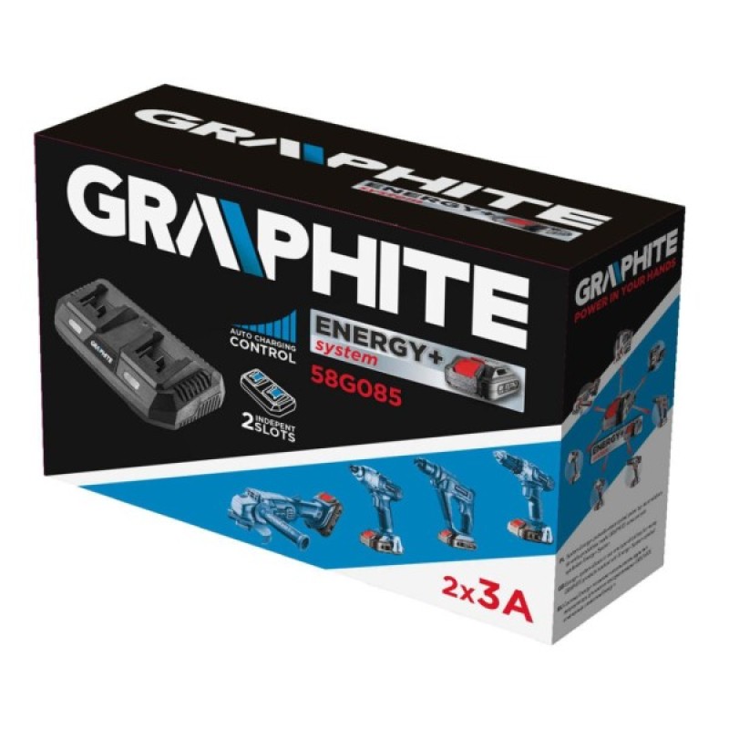 Зарядний пристрій для акумуляторів інструменту Graphite Energy+ 18V, 3А,0.74кг (58G085)