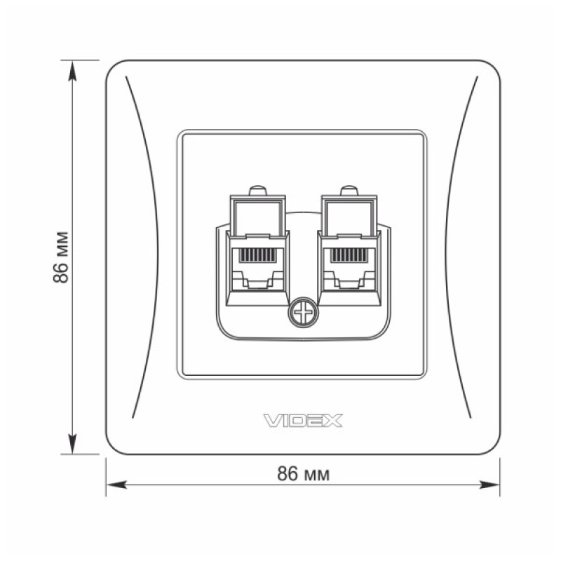 Комп'ютерна розетка Videx BINERA CAT6 + CAT6 подвійна сереб (VF-BNSK2PC6-SS)