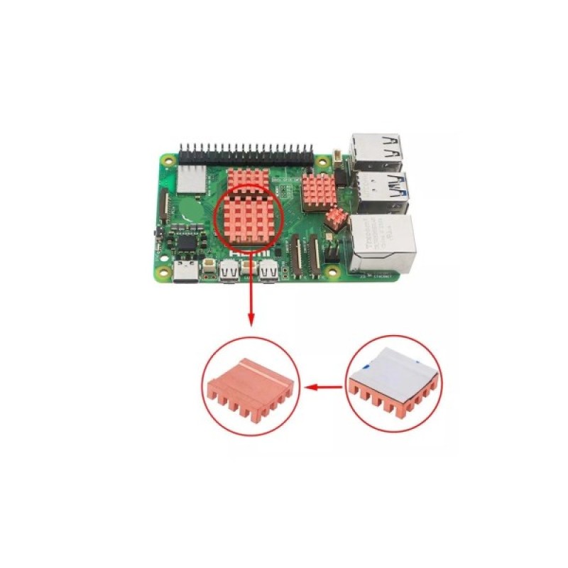 Радіатор охолодження для Мікро ПК KUONGSHUN Комплект для Raspberry Pi 5, 5 шт (RA805)