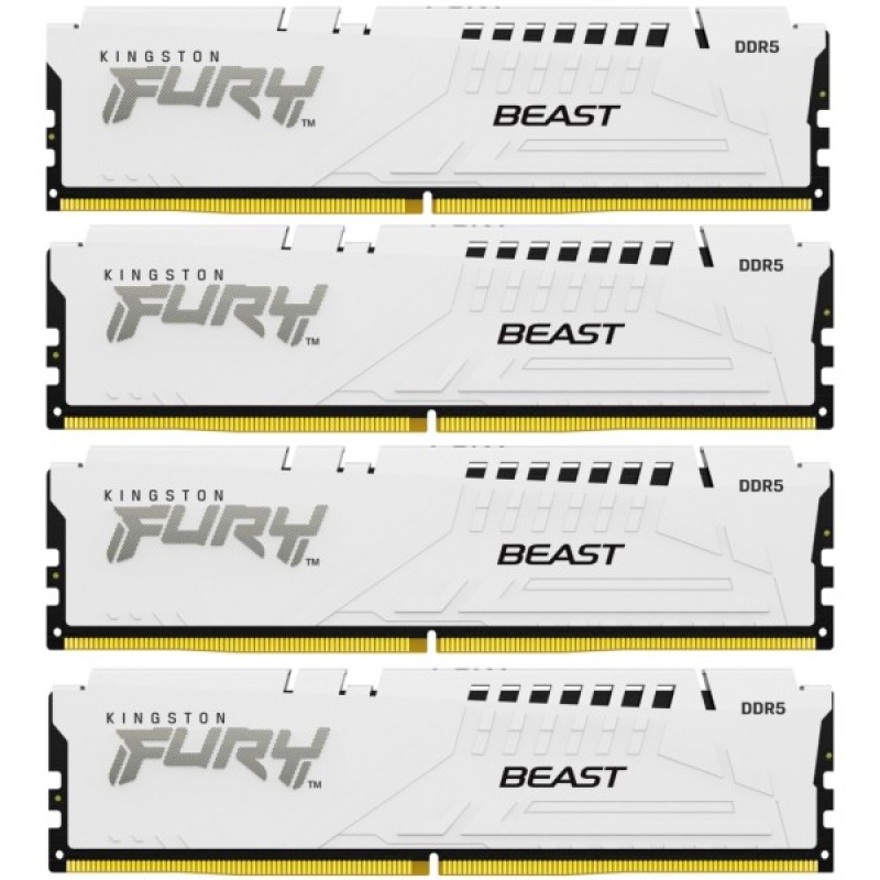 Модуль пам'яті для комп'ютера DDR5 128GB (4x32GB) 5600 MHz FURY Beast White Kingston Fury (ex.HyperX) (KF556C40BWK4-128)