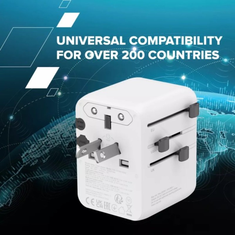 Зарядний пристрій Canyon OnTour 70 3xUSB-C + 2xUSB-A EU/UK/US/AUS 70W White (CNS-TA70W1006W)
