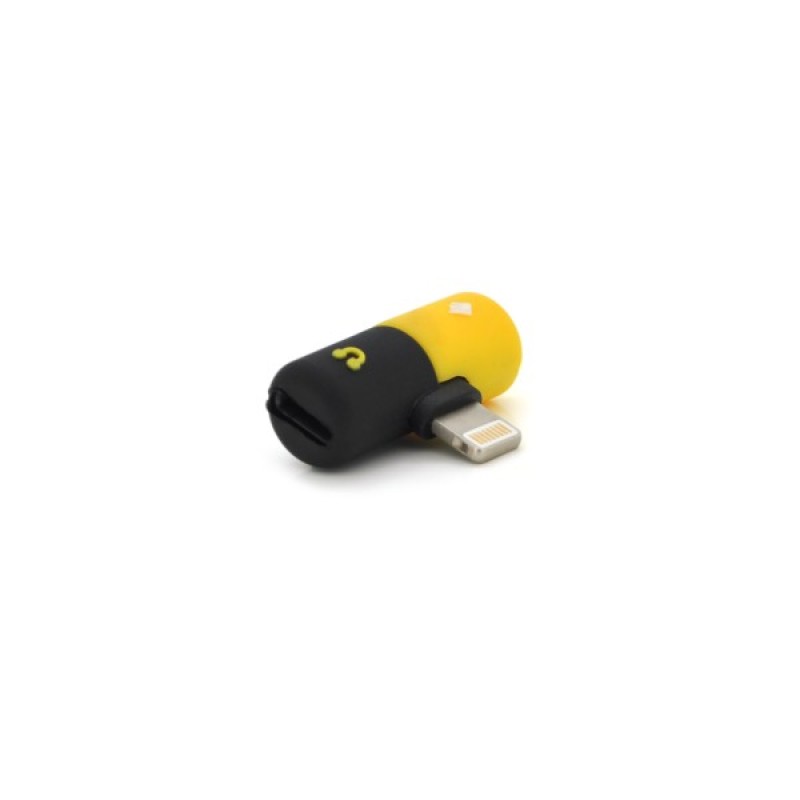 Перехідник Lightning M to 2xLightning F black-yellow Voltronic (YT-SL/2L)