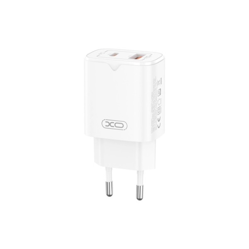 Зарядний пристрій XO L130 USB-C PD30W + USB-A QC3.0 White (L130.white)
