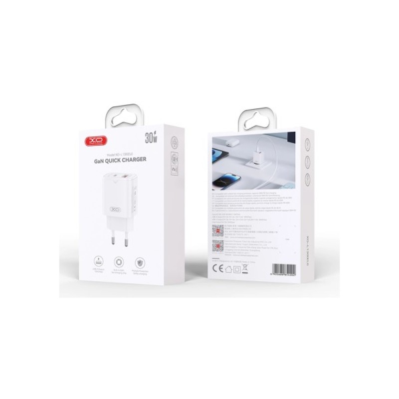 Зарядний пристрій XO L130 USB-C PD30W + USB-A QC3.0 White (L130.white)