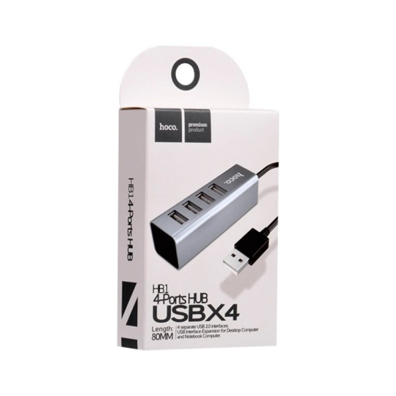 Концентратор HOCO USB 2.0 to 4xUSB Line machine HB1 Tarnish (6957531038139)