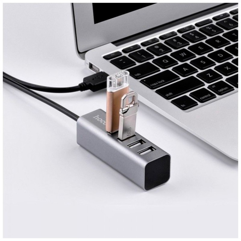 Концентратор HOCO USB 2.0 to 4xUSB Line machine HB1 Tarnish (6957531038139)