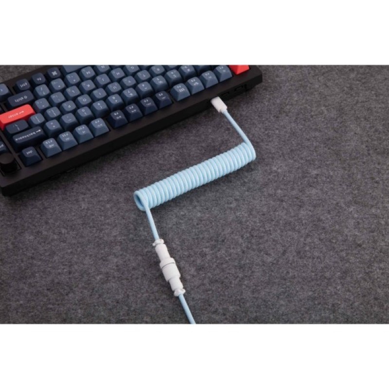 Дата кабель USB-C + USB A to USB-C 1.36m Coiled Aviator blue Keychron (CAB19_KEYCHRON)