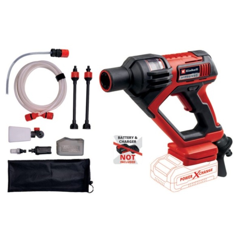 Мийка високого тиску Einhell HYPRESSO 18/24-1 Li - Solo, PXC, 18V, 24 бар, 240 л/хв (без АКБ та ЗП) (4140135)
