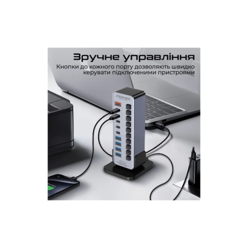 Концентратор Promate USB-C 14-in-1 Promate gegatower-60w (gegatower-60w)