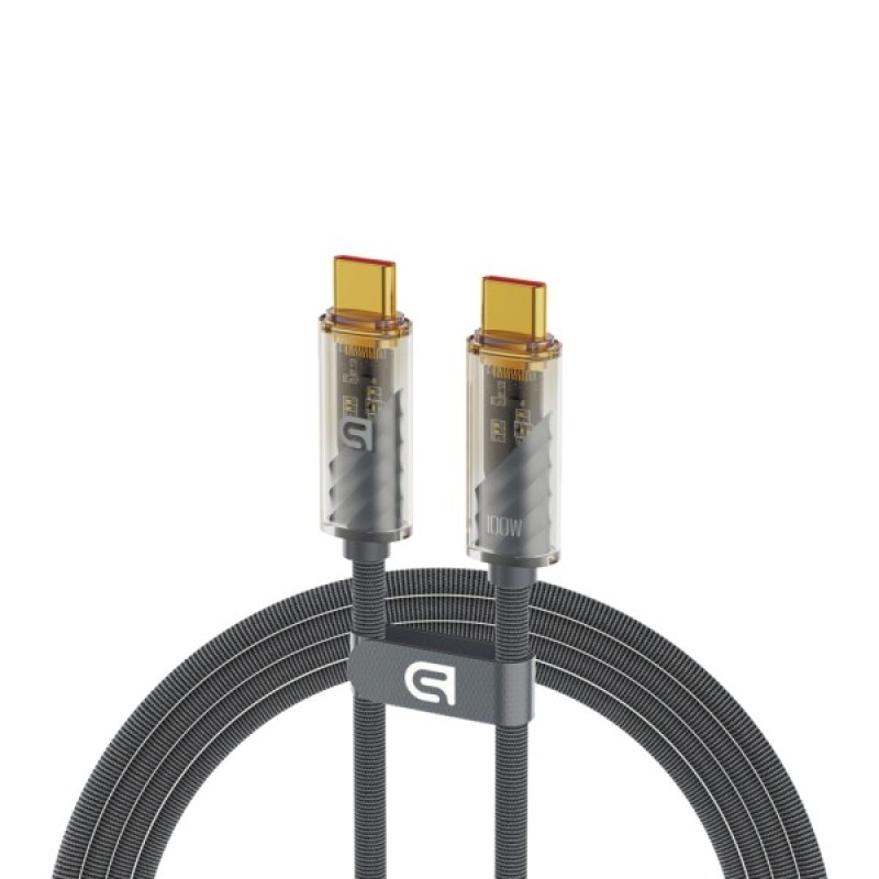 Дата кабель USB-C to USB-C 1m transparent 100W grey Armorstandart (ARM75871)