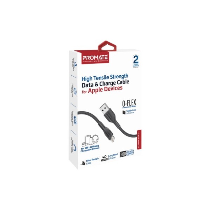 Дата кабель USB 2.0 AM to Lightning 2.0m 2A xCord-Ai200 white Promate (xcord-ai200.white)