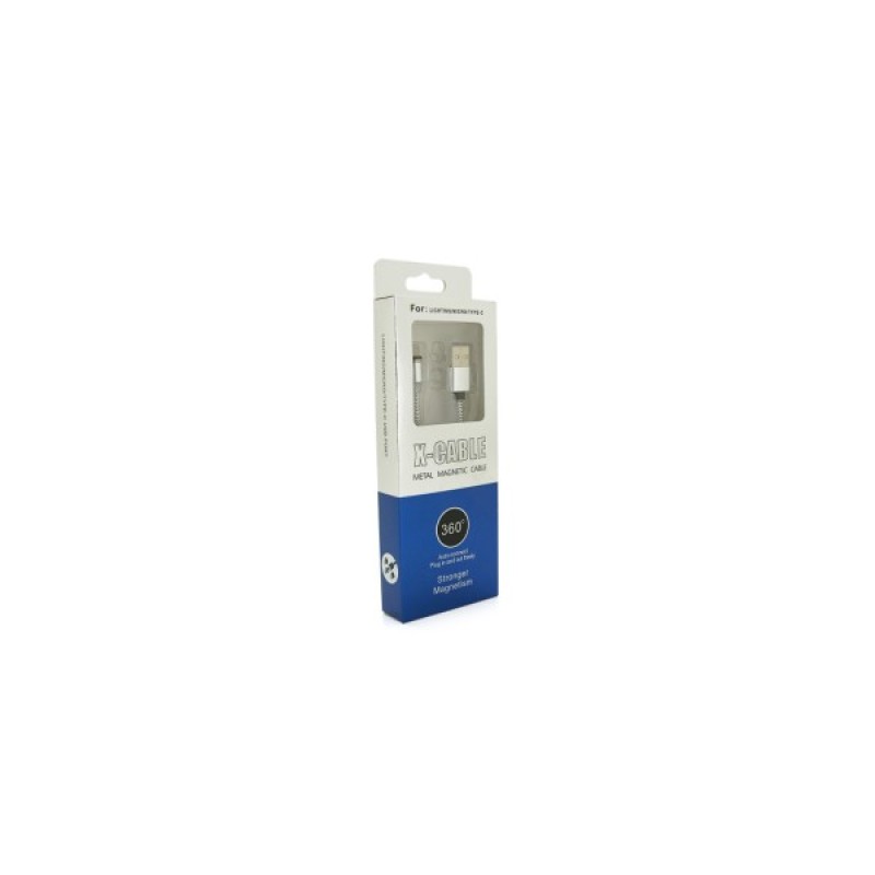 Дата кабель USB 2.0 to Lightning 1.0m 2A magnetic nylon silver Pipo (18168)