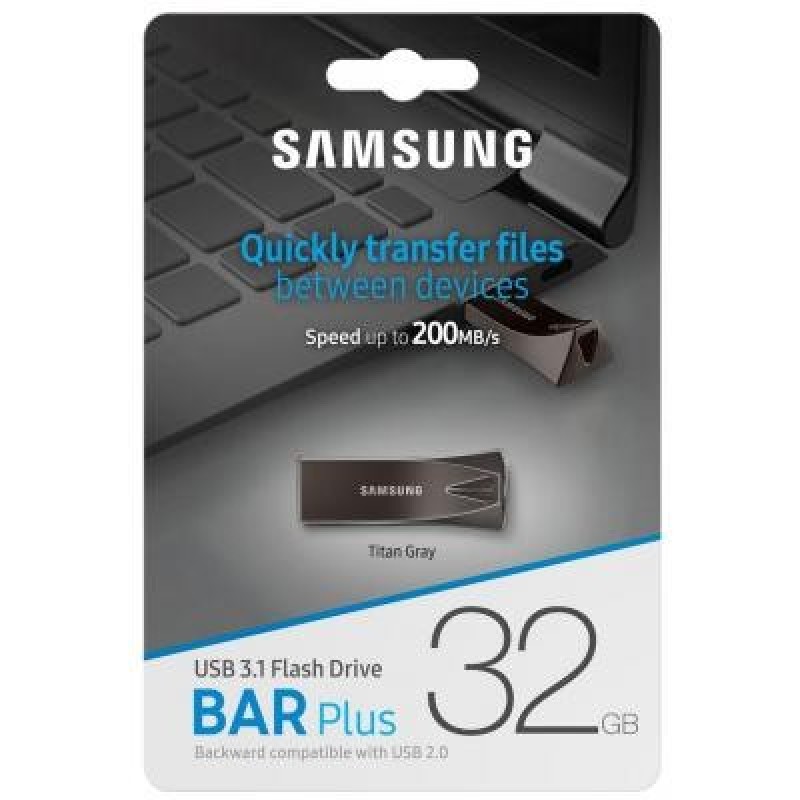 USB флеш накопичувач Samsung 32GB Bar Plus Black USB 3.1 (MUF-32BE4/APC)