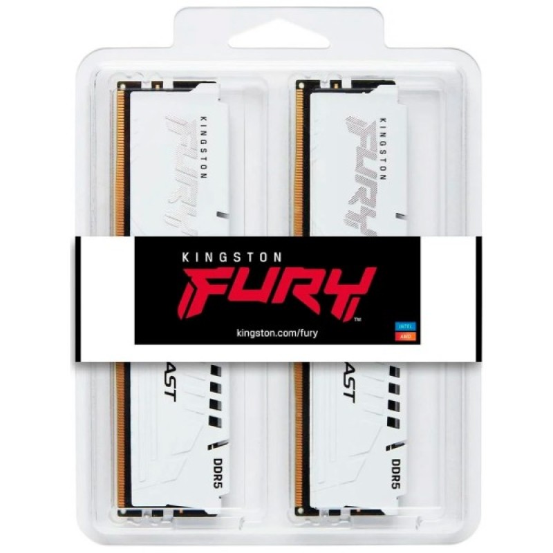 Модуль пам'яті для комп'ютера DDR5 32GB (2x16GB) 6400 MHz Beast White XMP Kingston Fury (ex.HyperX) (KF564C32BWK2-32)