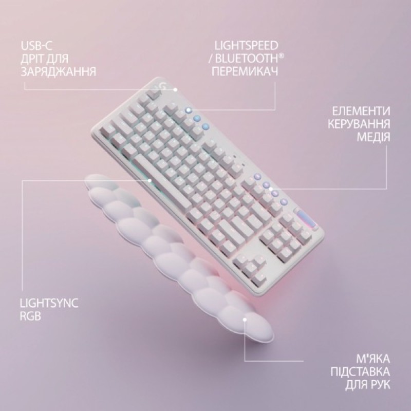 Клавіатура Logitech G715 Aurora Wireless Gaming GX Red Lightspeed/Bluetooth UA Off-White (920-010692)