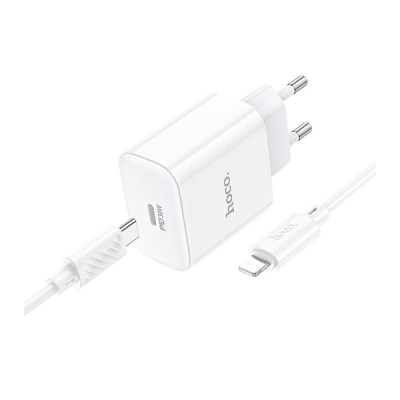 Зарядний пристрій HOCO C76A Pro Majestic USB-C PD30W + cable USB-C to Lightning White (6942007616317)