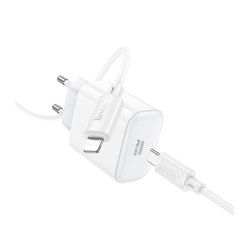 Зарядний пристрій HOCO C76A Pro Majestic USB-C PD30W + cable USB-C to Lightning White (6942007616317)