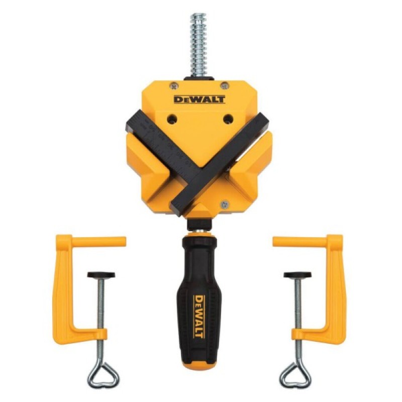 Струбцина DeWALT кутова, великого зусилля + 2 струбцини для кріплення до столу (DWHT83853-0)