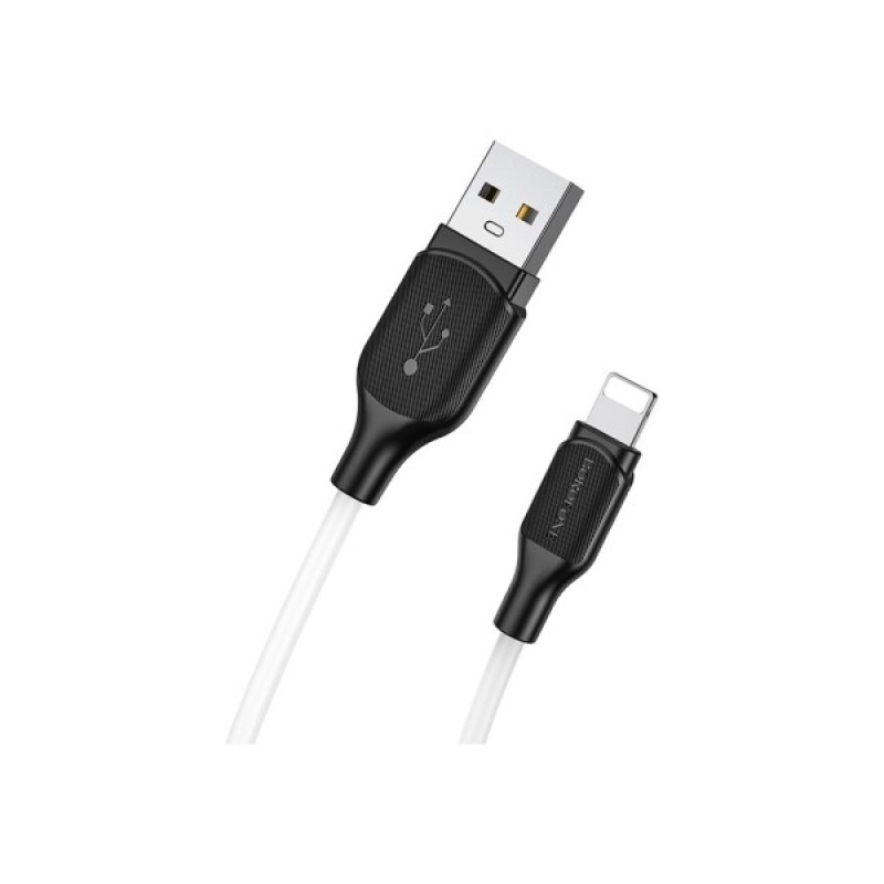 Дата кабель USB 2.0 AM to Lightning 1.0m 2.4A silicone BX42 white BOROFONE (6931474736734)