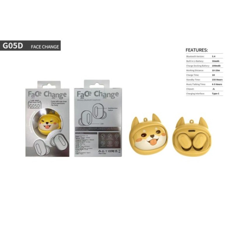Навушники XoKo G05-face changing TWS Yellow (G05-YEL)