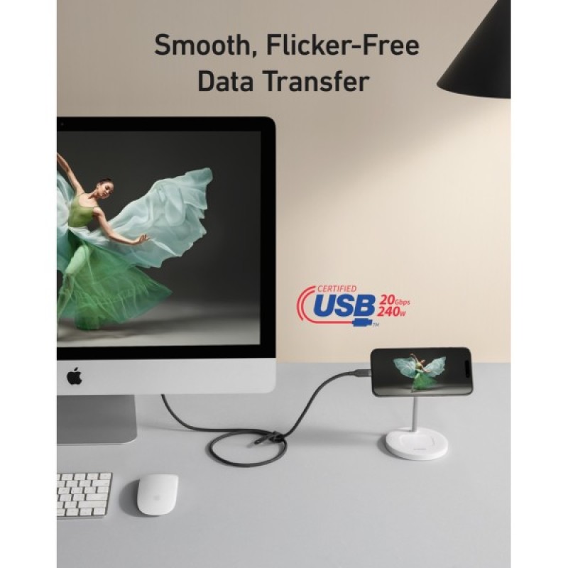 Дата кабель USB-C to USB-C 0.9m 240W 20Gbps 4K Video bio-nylon black Anker (A80N1H11)