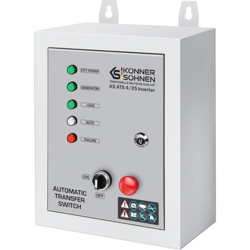 Автоматичне введення резерву (АВР) Konner&Sohnen KS ATS 4/25 Inverter, 230-400В, 5.75(11.5)кВт, 25(50)А, 13кВт (KSATS4/25INVERTER)