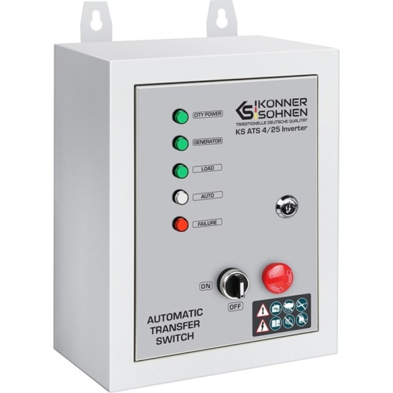 Автоматичне введення резерву (АВР) Konner&Sohnen KS ATS 4/25 Inverter, 230-400В, 5.75(11.5)кВт, 25(50)А, 13кВт (KSATS4/25INVERTER)
