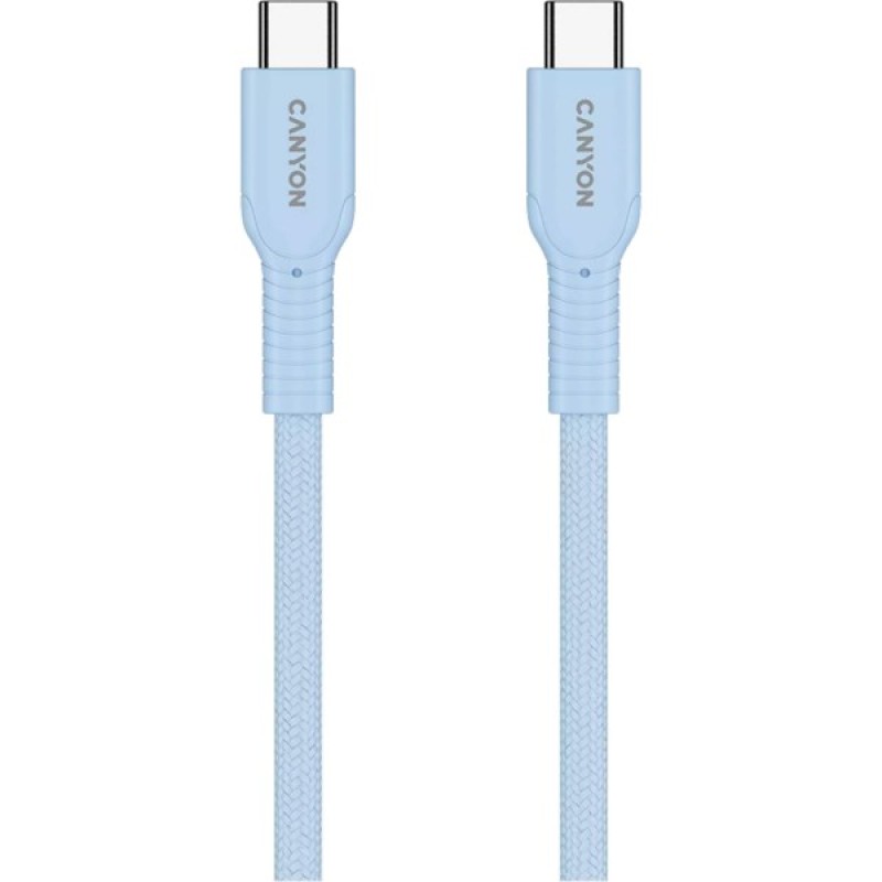 Дата кабель USB-C to USB-C 1.0m OnWire 60CL C-C 60W COLOR Braided 1m Light Blue Canyon (CND-CCAP60AB10LBL)