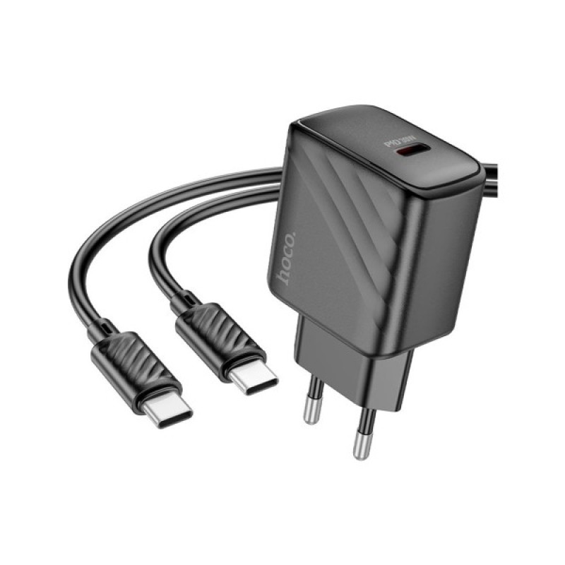 Зарядний пристрій HOCO CS22A Value USB-C PD30W + cable USB-C to USB-C Black (6942007609937)