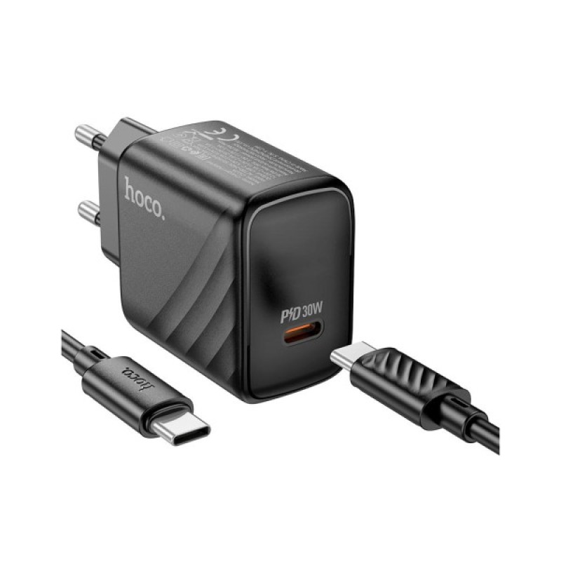 Зарядний пристрій HOCO CS22A Value USB-C PD30W + cable USB-C to USB-C Black (6942007609937)