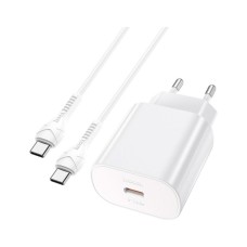 Зарядний пристрій HOCO N22 Jetta USB-C PD25W + cable USB-C to USB-C White (6931474760081)