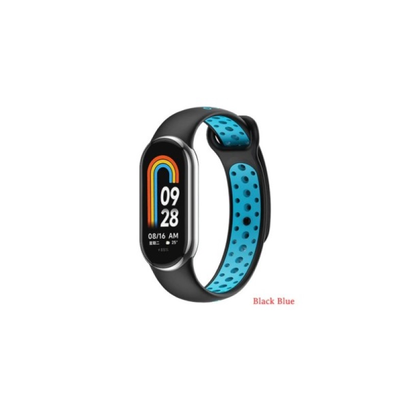 Ремінець до фітнес браслета BeCover Vents Style для Xiaomi Mi Smart Band 8 Black-Blue (709414)