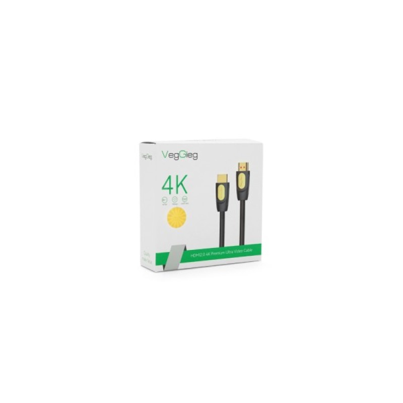 Кабель мультимедійний HDMI M to HDMI M 5.0m V2.0 4K UHD black VEGGIEG (YT-HDMI(M)/(M)HA-5/19714)