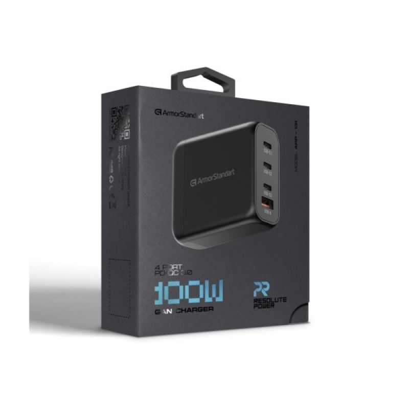 Зарядний пристрій Armorstandart ARP-131 Resolute Power USB-C 100W GaN Black (ARM70024)