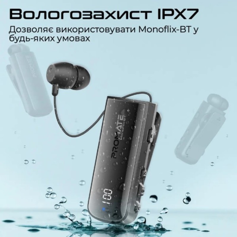 Навушники Promate Monoflix-bt Black (monoflix-bt.black)