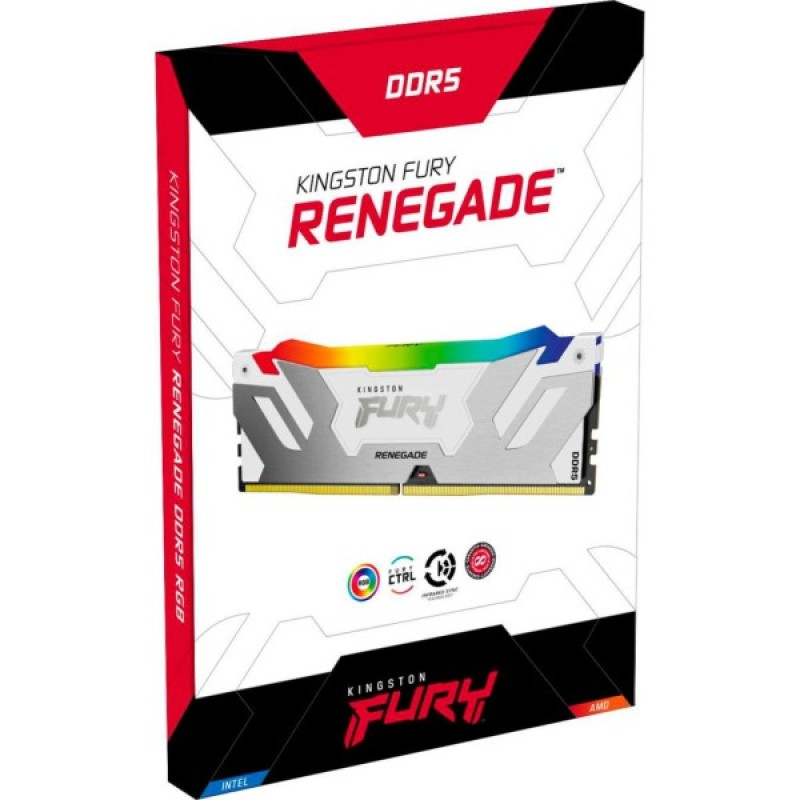 Модуль пам'яті для комп'ютера DDR5 32GB (2x16GB) 7600 MHz Renegade RGB White XMP Kingston Fury (ex.HyperX) (KF576C38RWAK2-32)