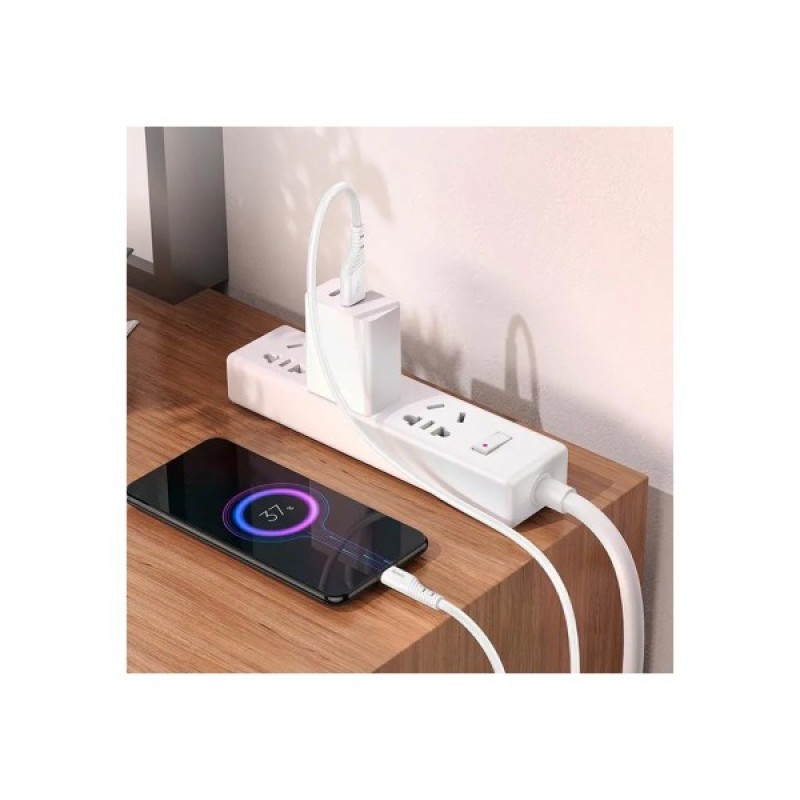 Дата кабель USB 2.0 AM to Micro 5P 1.0m Crystal color silicone X97 white HOCO (6931474799838)