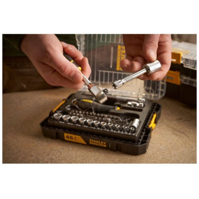 Набір інструментів Stanley FatMax Maxi Drive торцевих 1/4", шестигранний, 48 шт., кейс (FMMT98101-0)