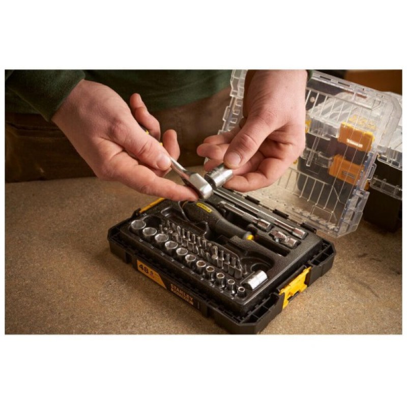 Набір інструментів Stanley FatMax Maxi Drive торцевих 1/4", шестигранний, 48 шт., кейс (FMMT98101-0)