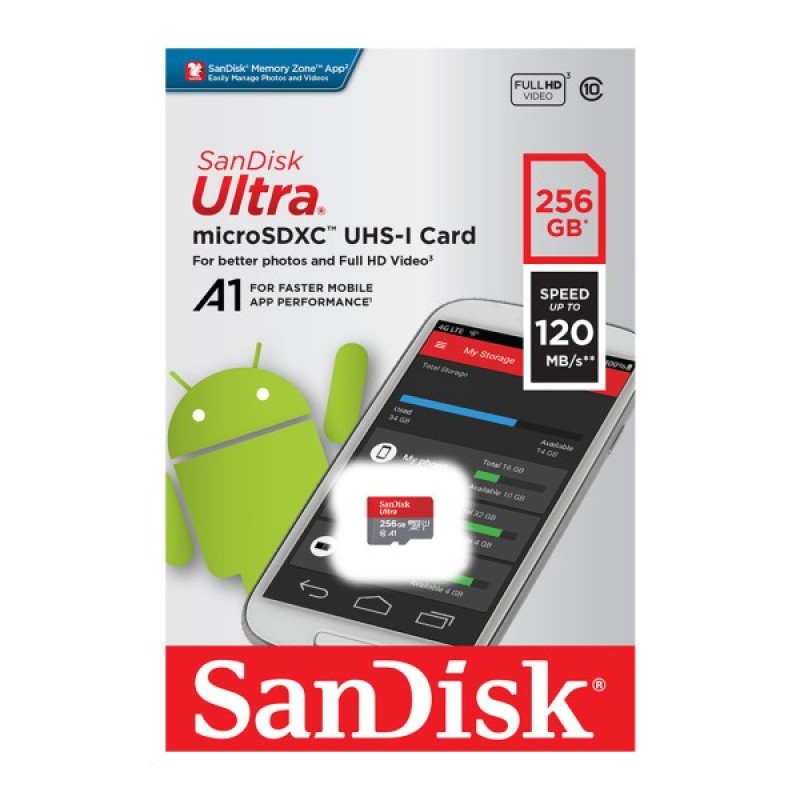 Карта пам'яті SanDisk 256GB Micro-SDXC UHS-I Ultra A1 (SDSQUA4-256G-GN6MN)